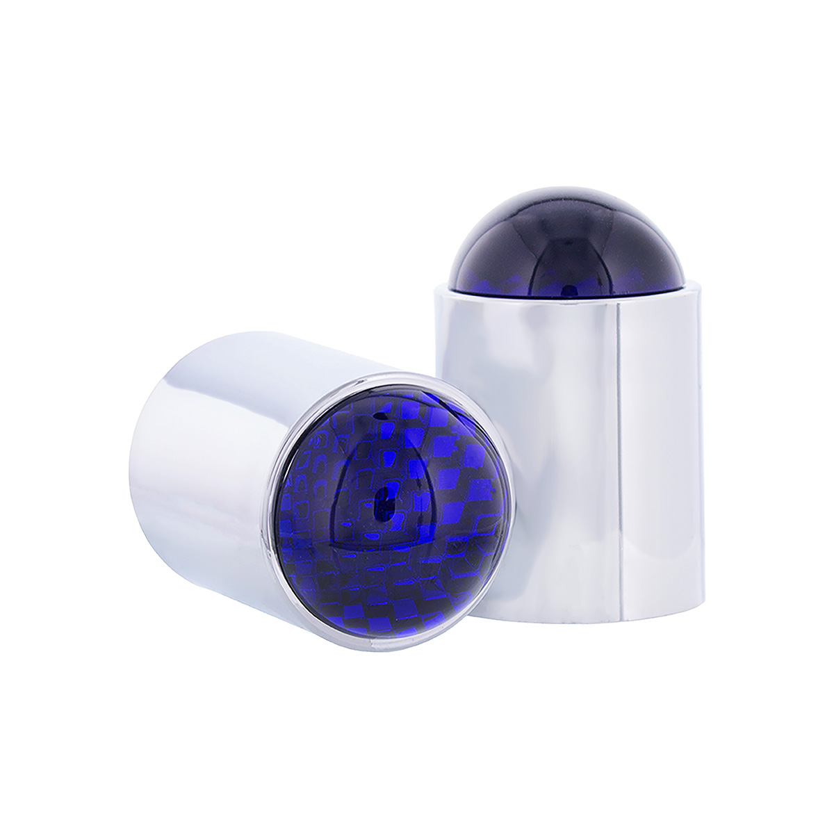 Dome Lens Bumper Guide Top With Chrome Base - Blue (2-Pack) - Thumbnail 2