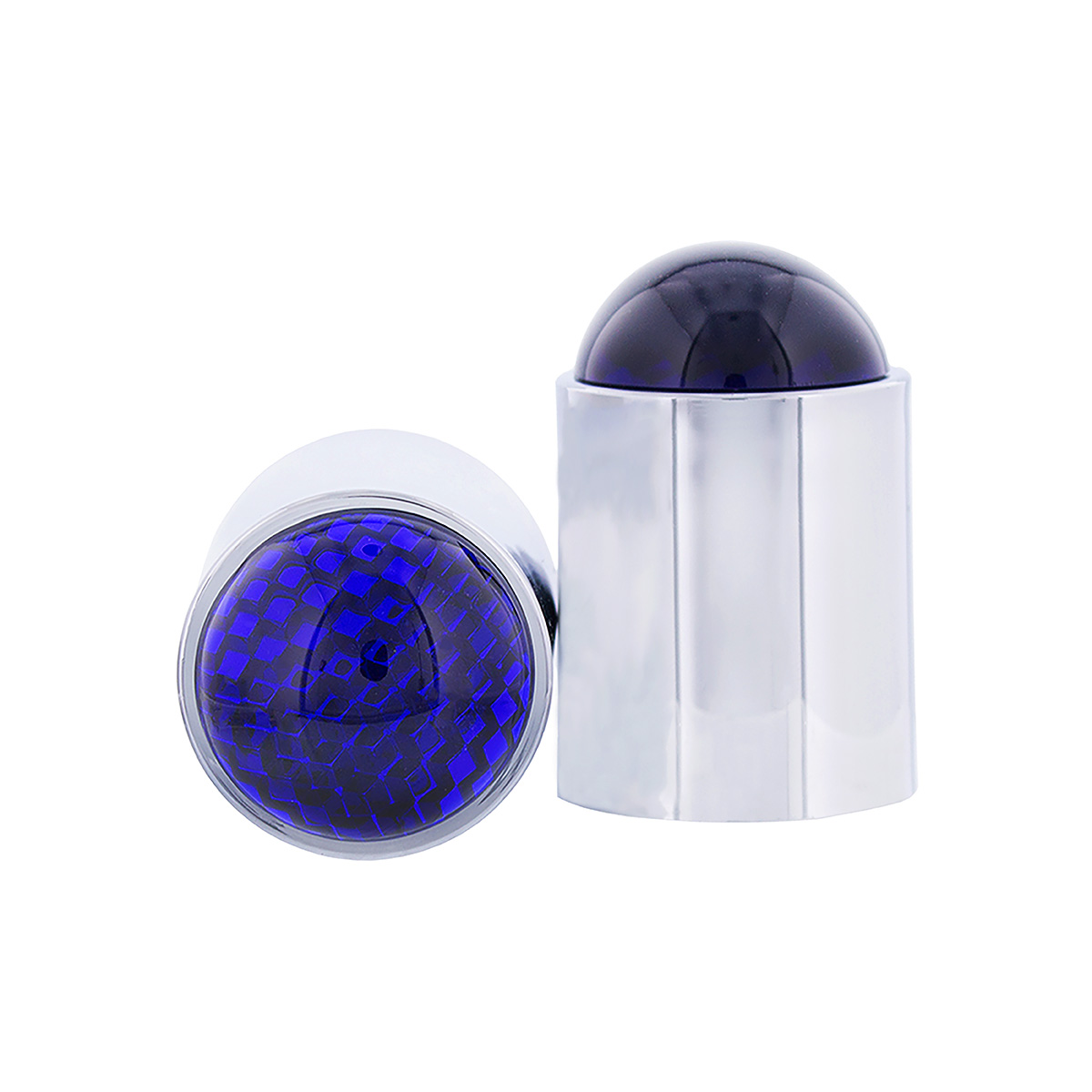 Dome Lens Bumper Guide Top With Chrome Base - Blue (2-Pack) - Thumbnail 3