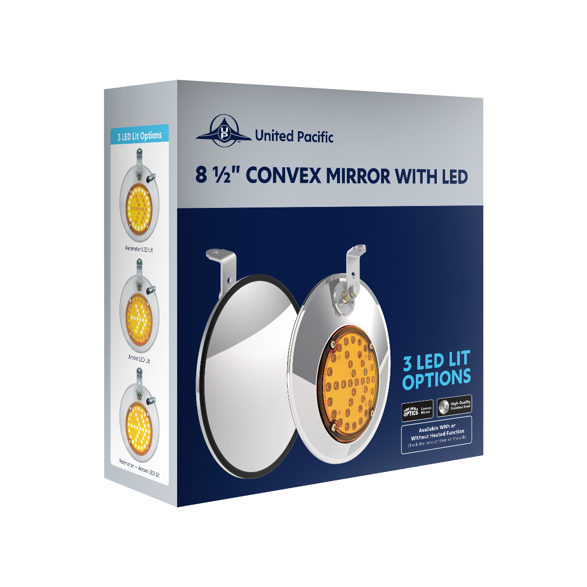 8-1/2" 430 Stainless Steel Convex Mirror With LED - Driver - Thumbnail 10