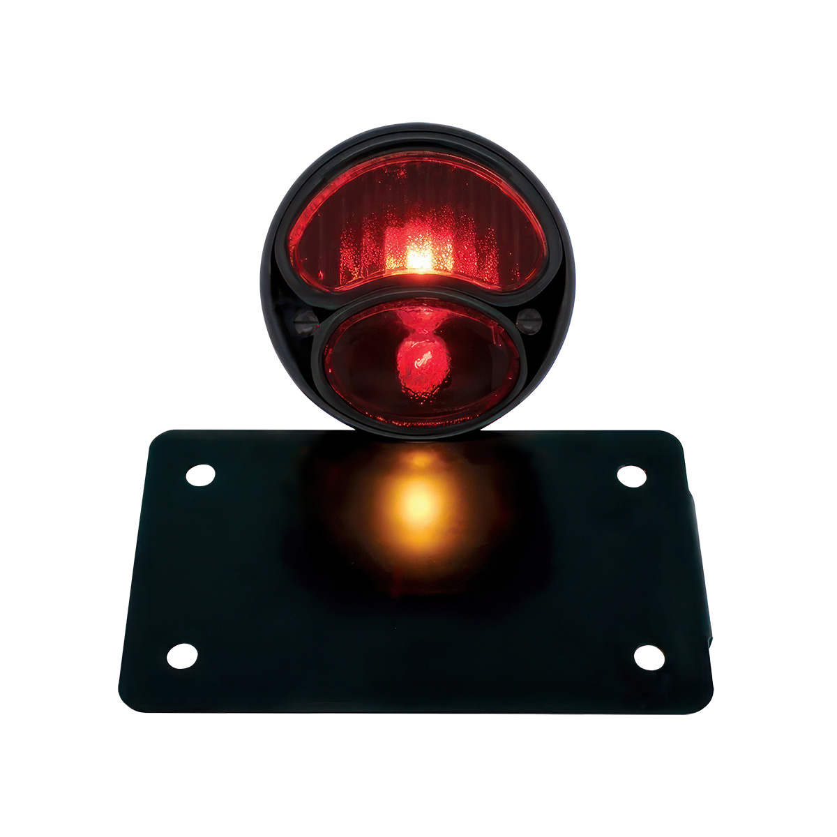 Black 1928 Ford Model A Style Tail Light Assembly With Horizontal Mounting Bracket For Motorcycle - Thumbnail 3