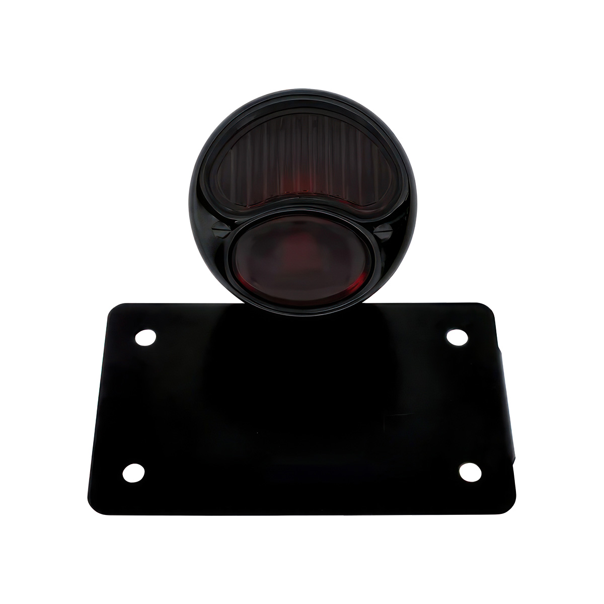 Black 1928 Ford Model A Style Tail Light Assembly With Horizontal Mounting Bracket For Motorcycle - Thumbnail 4