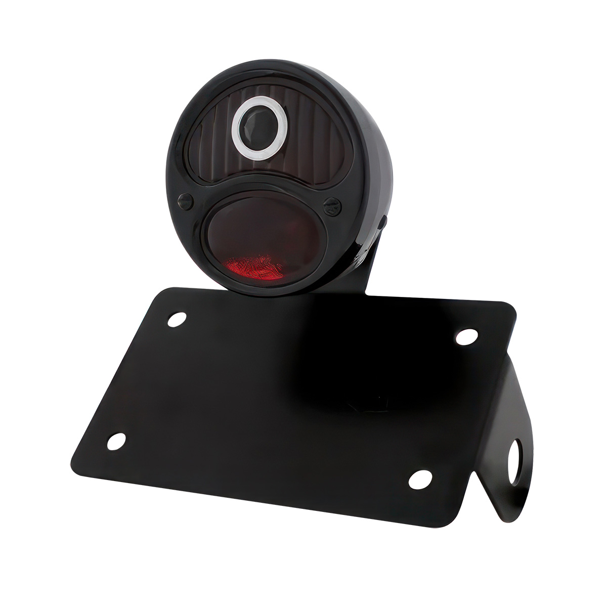 Black 1928 DUO Lamp & Blue Dot Style Tail Light Assembly With Horizontal Mounting Bracket For Motorcycle - Thumbnail 2