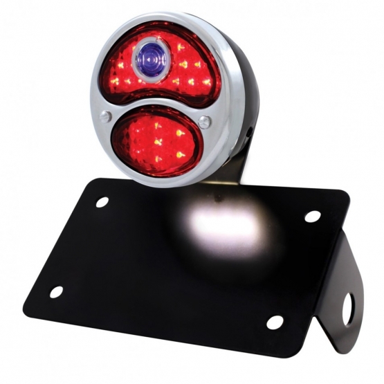 SS & Black Housing 1928 DUO Lamp & BD Style LED Tail Light Assembly With Horizontal Bracket For Motorcycle