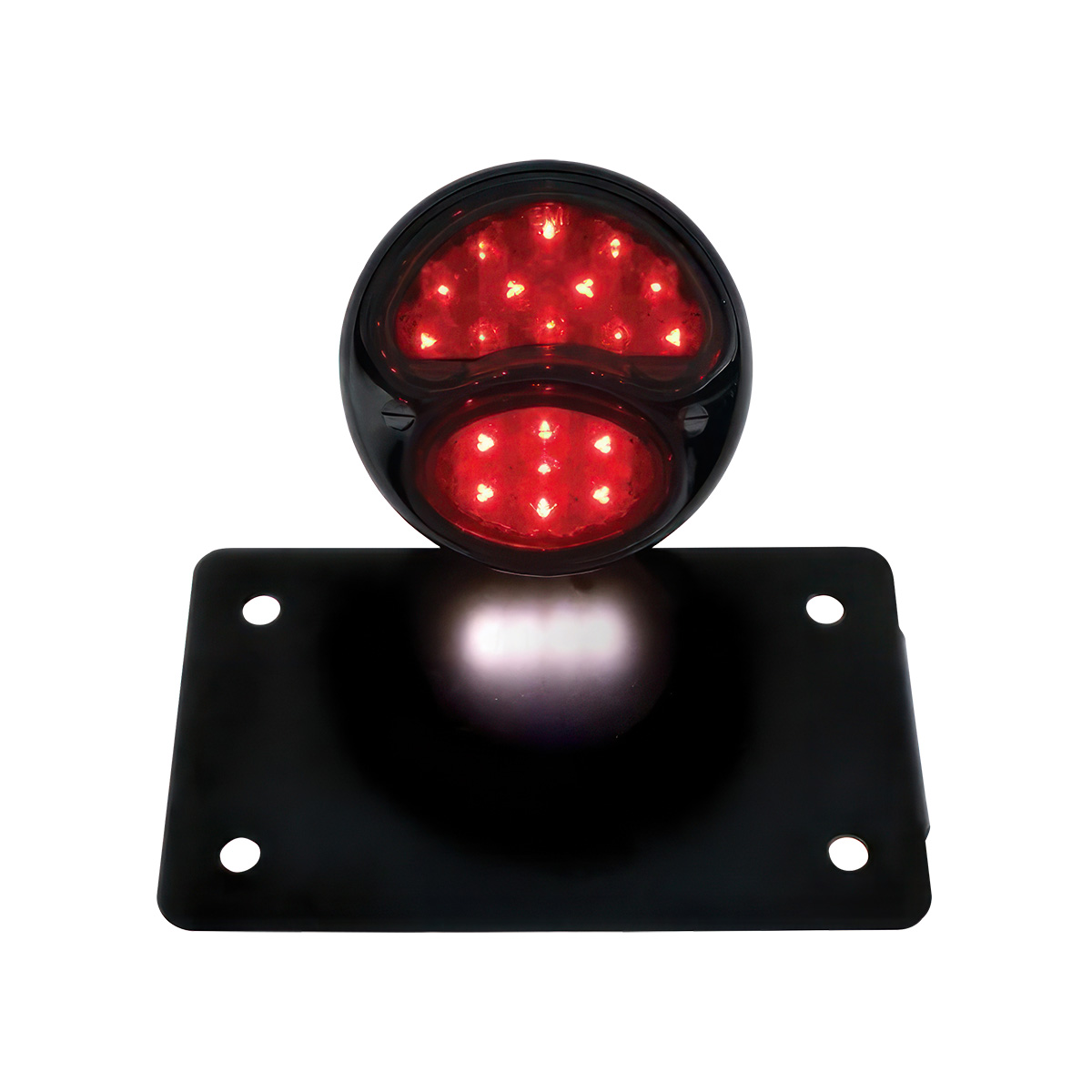 Black 1928 Ford Model A Style LED Tail Light Assembly With Horizontal Mounting Bracket For Motorcycle - Thumbnail 3