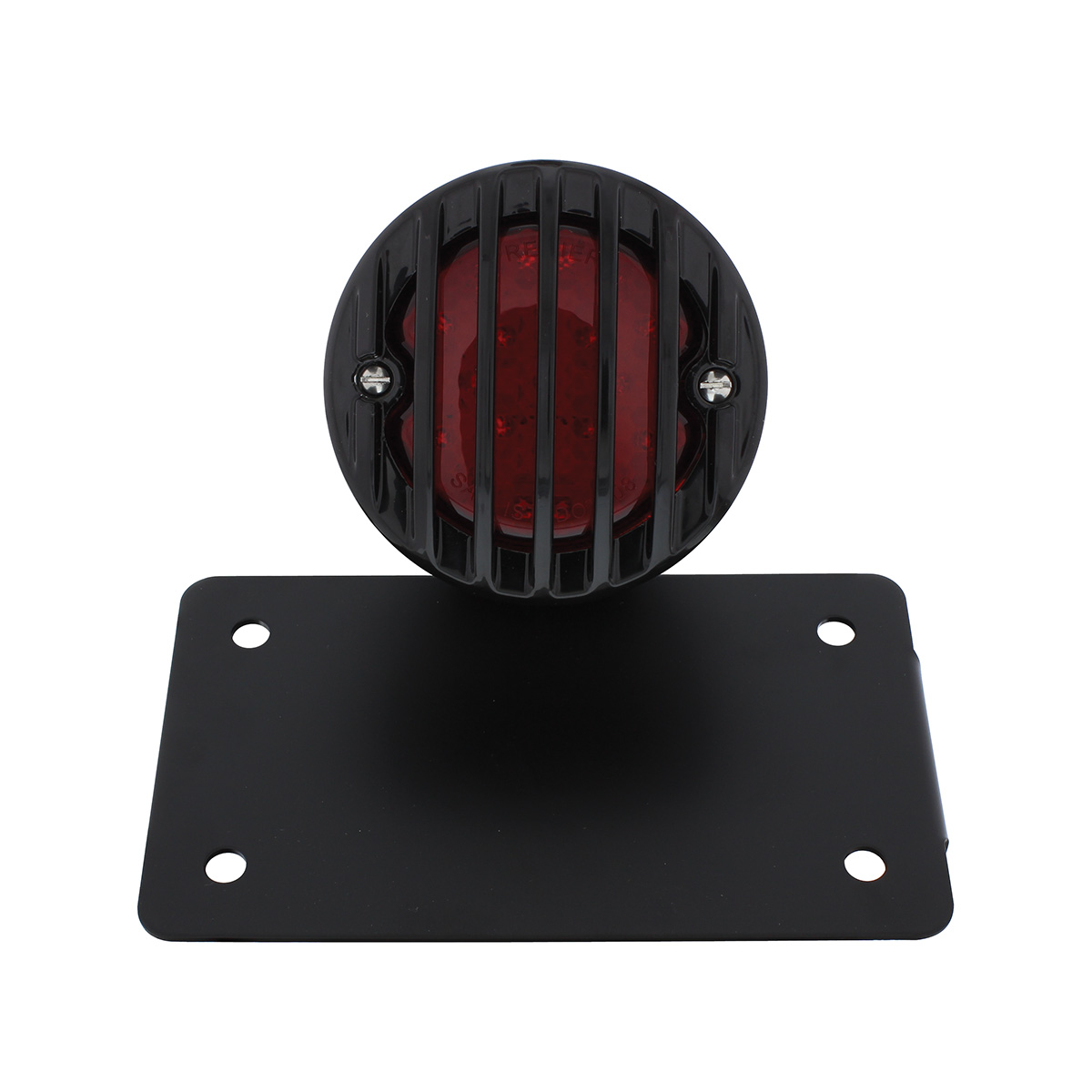 Motorcycle LED "Bobber" Style Horizontal Tail Light With Black Grille Bezel-Red Lens - Thumbnail 4