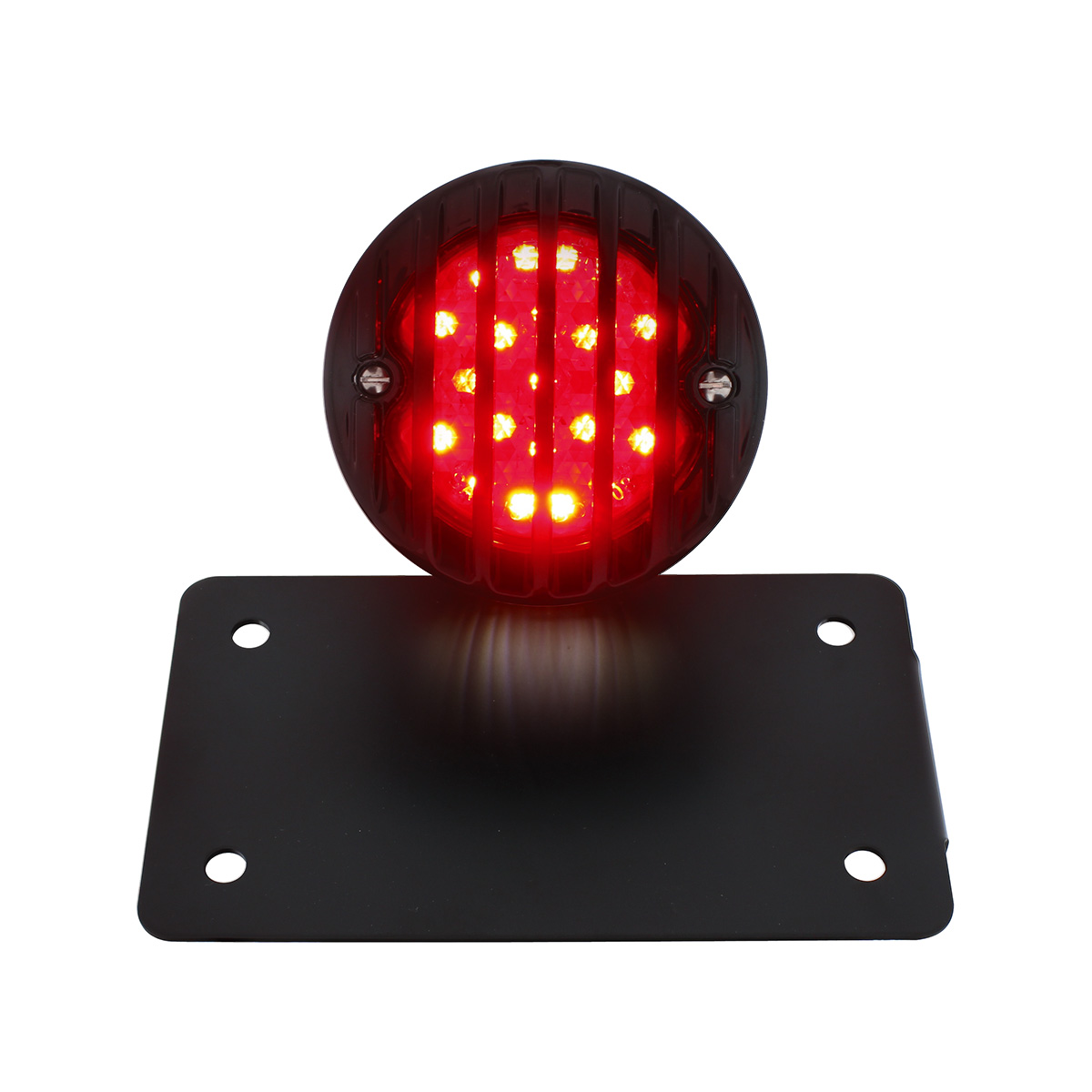 Motorcycle LED "Bobber" Style Horizontal Tail Light With Black Grille Bezel-Smoke Lens - Thumbnail 3