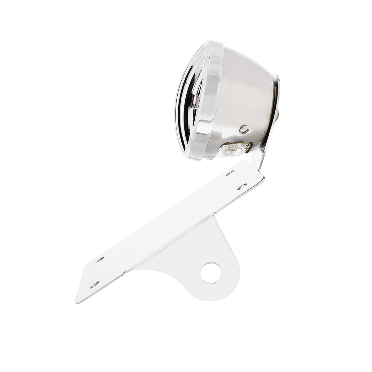 Motorcycle LED "Bobber" Style Vertical Tail Light With Chrome Grille Bezel-Red Lens - Thumbnail 6