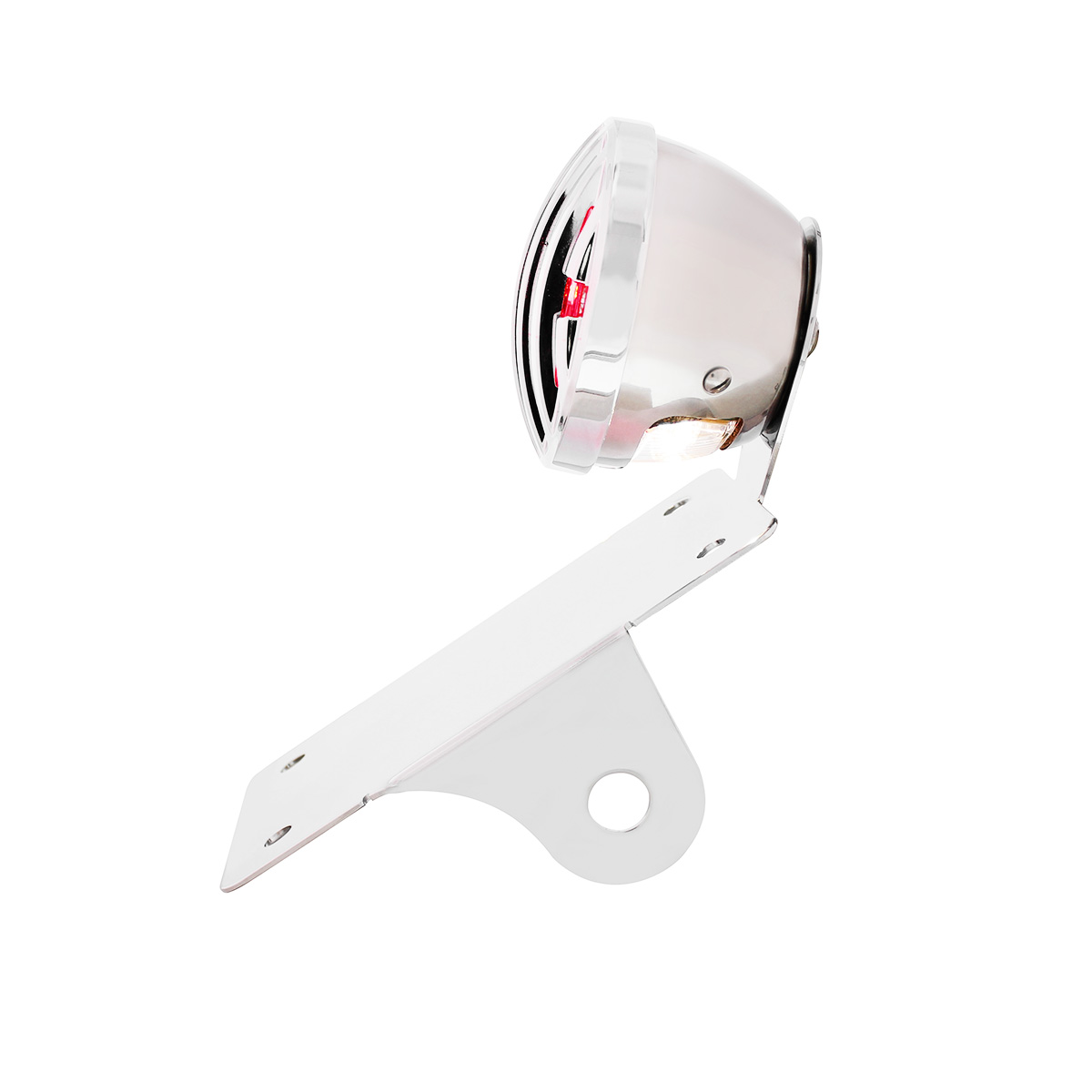 Motorcycle LED "Bobber" Style Vertical Tail Light With Chrome Grille Bezel-Smoke Lens - Thumbnail 5