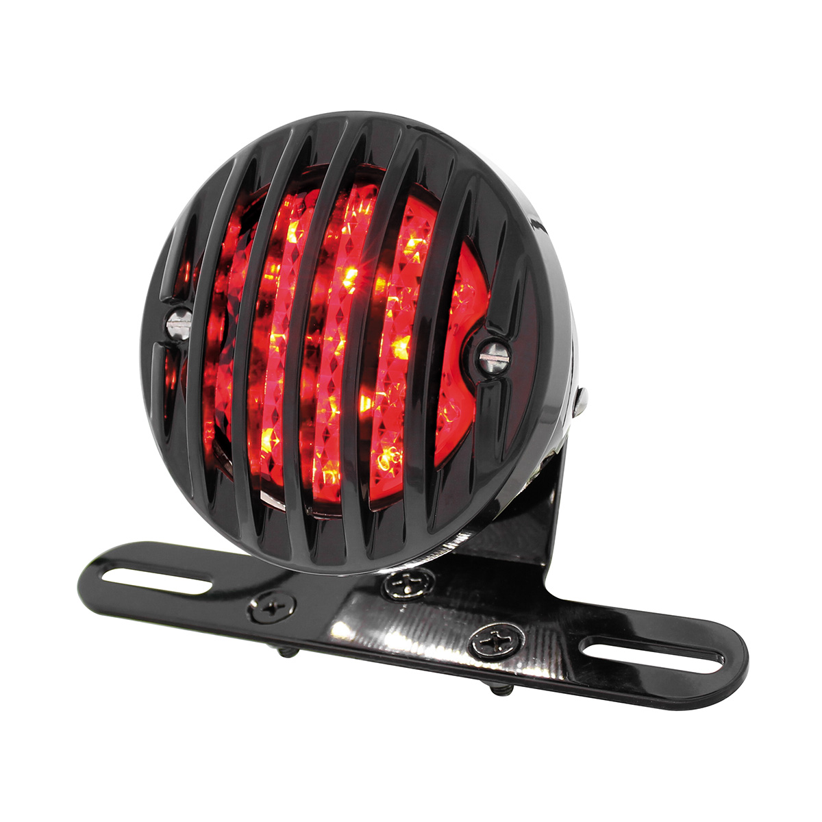 Motorcycle LED Rear Fender Tail Light With Black Grille Bezel - Smoke Lens - Thumbnail 3