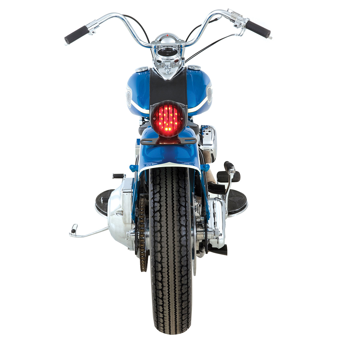 Motorcycle LED Rear Fender Tail Light With Black Grille Bezel - Smoke Lens - Thumbnail 5