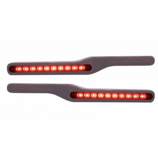 Wood Armrest With LED Light For Peterbilt- Red LED/Red Lens (Pair)
