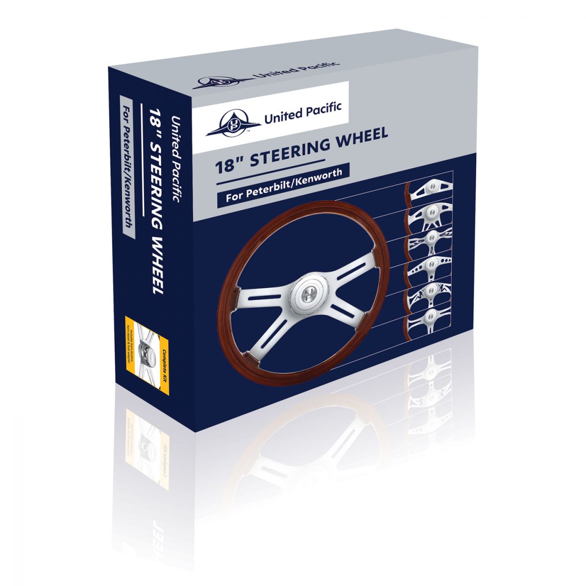 18" Chrome GT Steering Wheel With Hub & Horn Button Kit For Peterbilt (1998-2005) & Kenworth (2001-2002) - Thumbnail 4