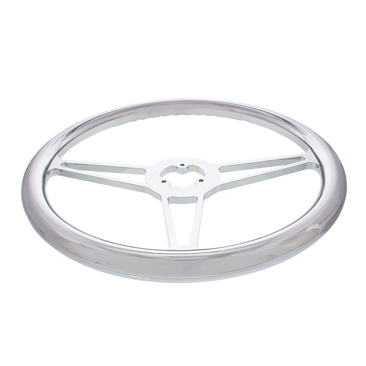 18" Chrome Aluminum "3-Spoke" Style Steering Wheel - Thumbnail 2