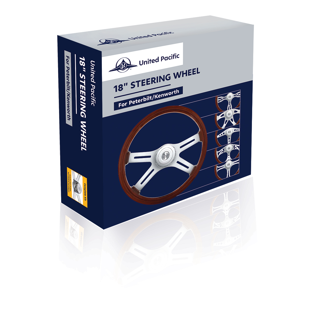 18" GT Style Wood Steering Wheel With Hub & Horn Button Kit For Peterbilt (2003+) & Kenworth (2003+) - Thumbnail 3