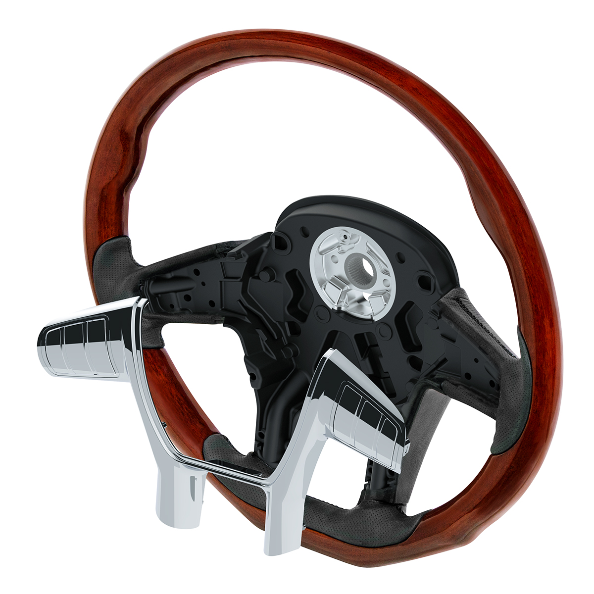 18" YourGrip Wood Steering Wheel For 2012-2021 Peterbilt 579 & 2013-2021 Kenworth T680 - Thumbnail 5