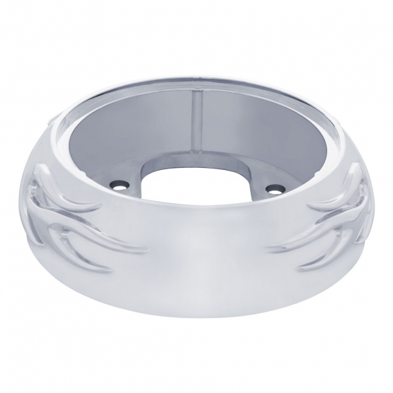 Chrome Flame Horn Button Bezel