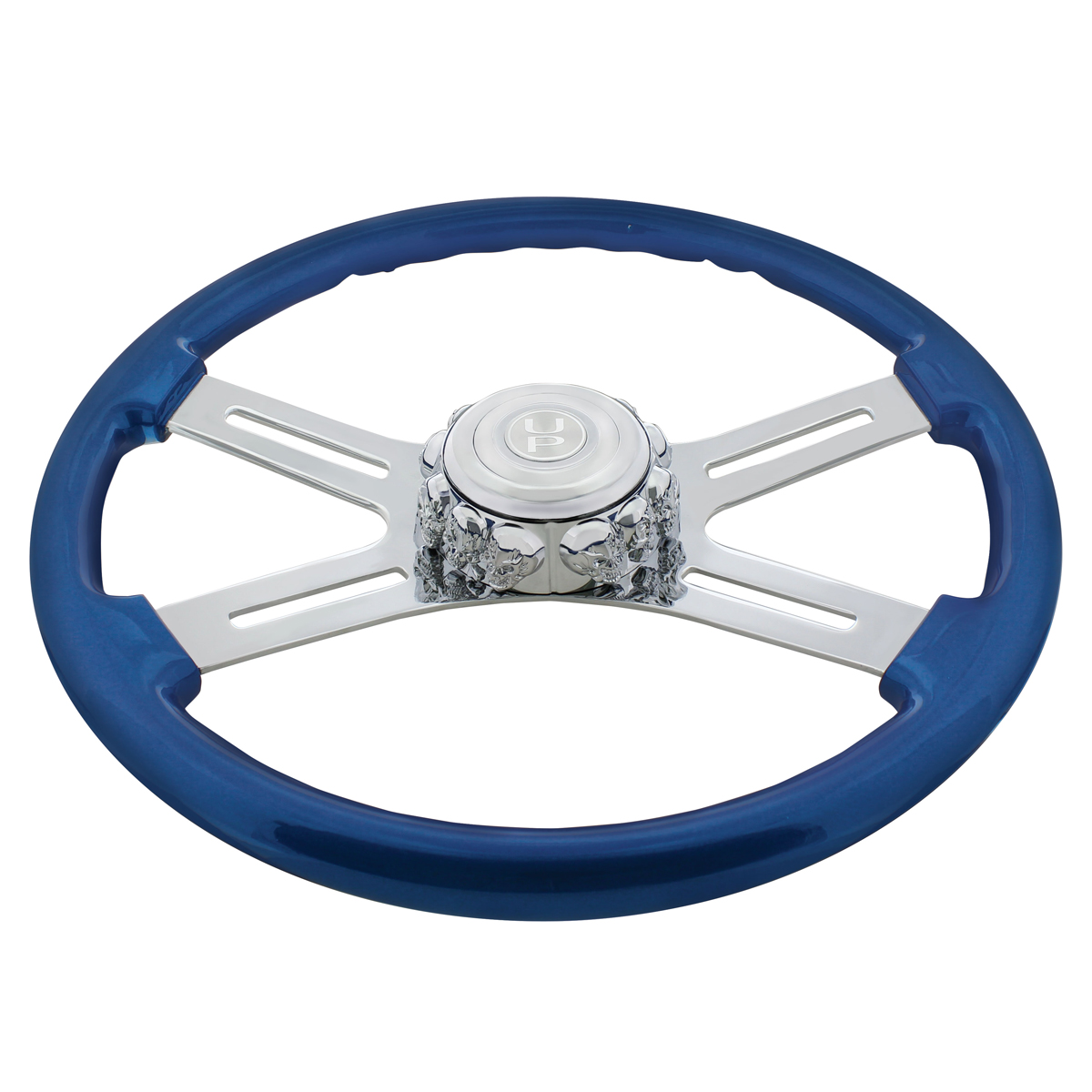 18" Color 4 Spoke Steering Wheel - Electric Blue - Thumbnail 2