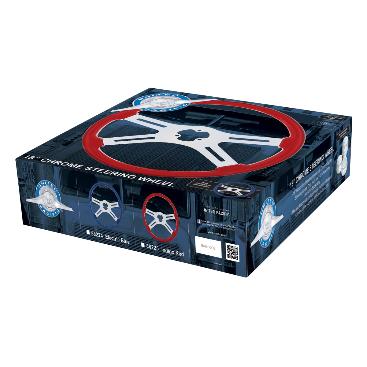 18" Color 4 Spoke Steering Wheel - Electric Blue - Thumbnail 3