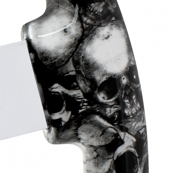 18" Skull Steering Wheel Only With Hydro-Dip Finish Wood - White/Gray - Thumbnail 2