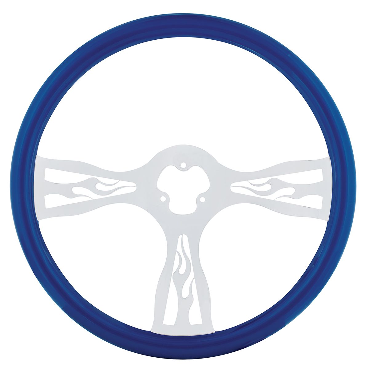 18" Color Flame Steering Wheel - Electric Blue