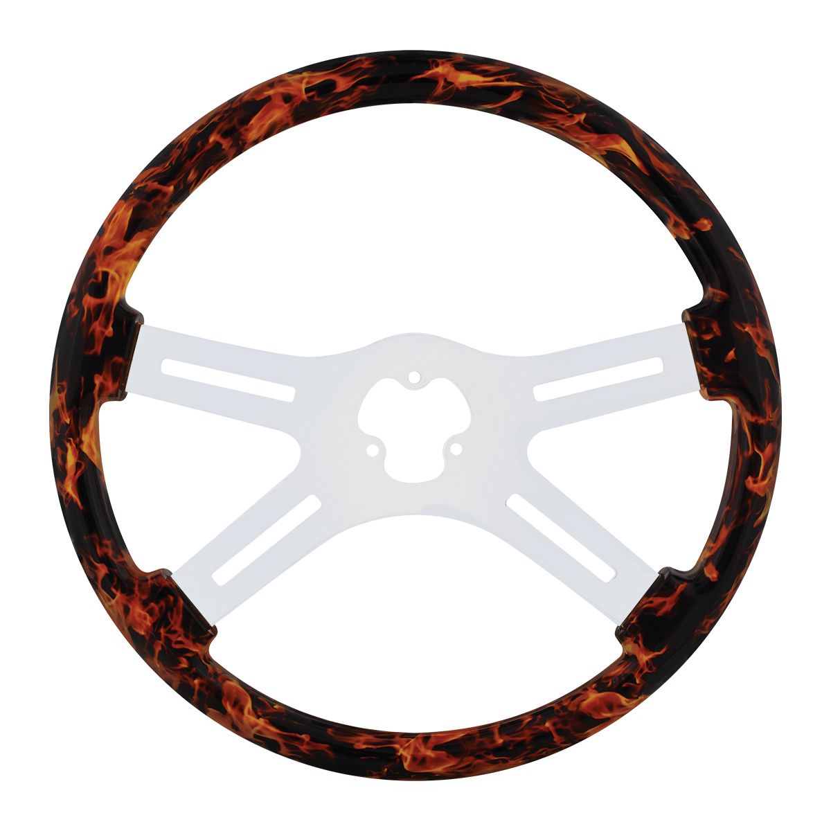 18" Flame Steering Wheel With Hydro-dip Finish Wood - 4 Spoke