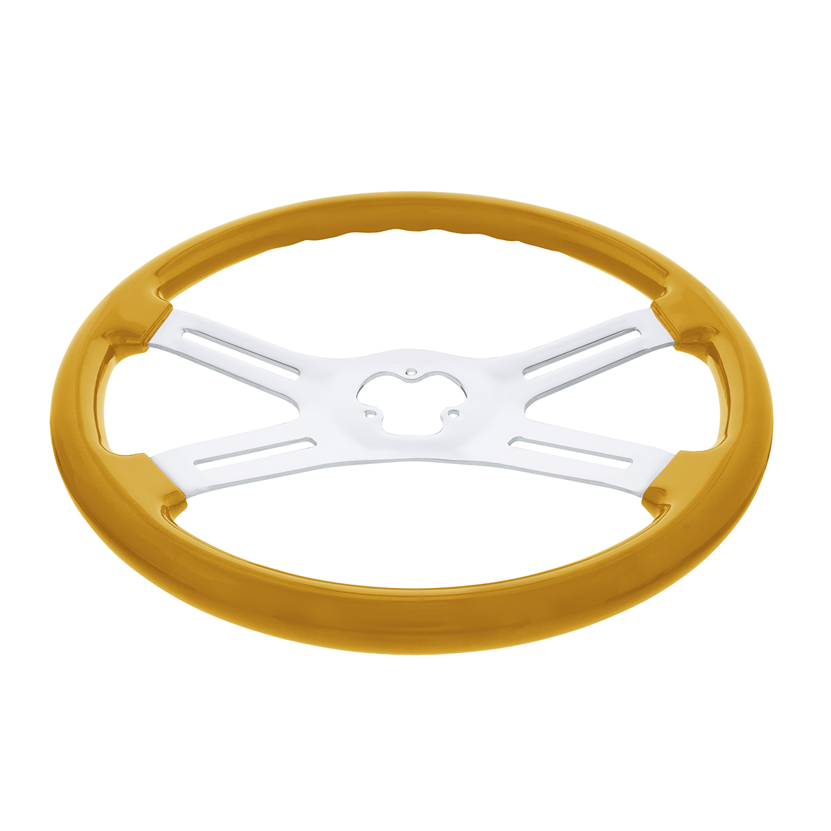 18" Candy Color 4 Spoke Steering Wheel - Electric Yellow - Thumbnail 2