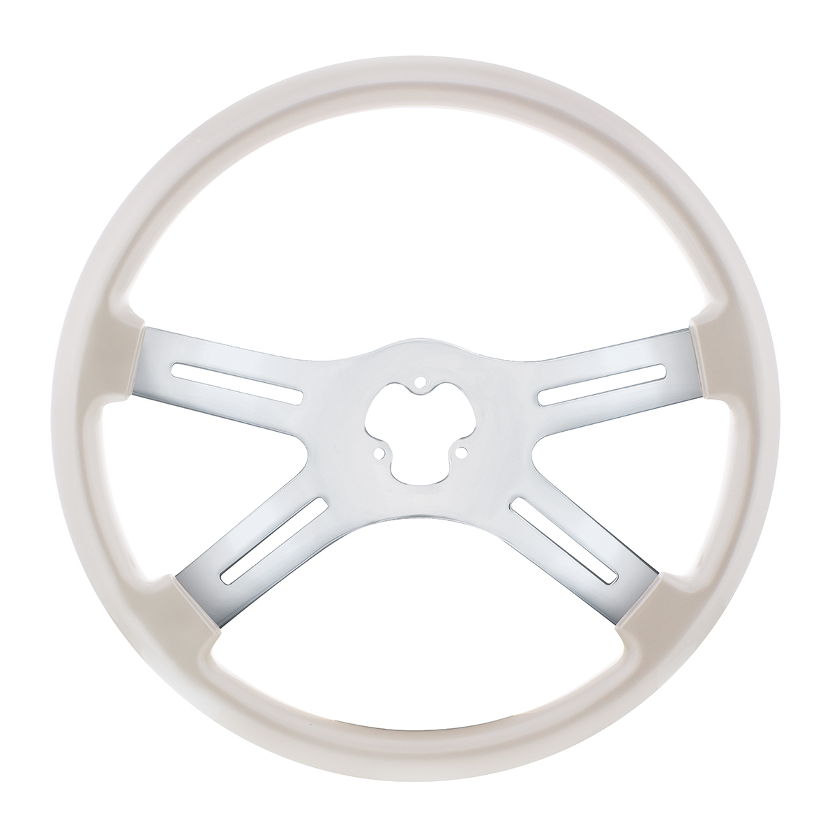 18" Candy Color 4 Spoke Steering Wheel - Pearl White - Thumbnail 4