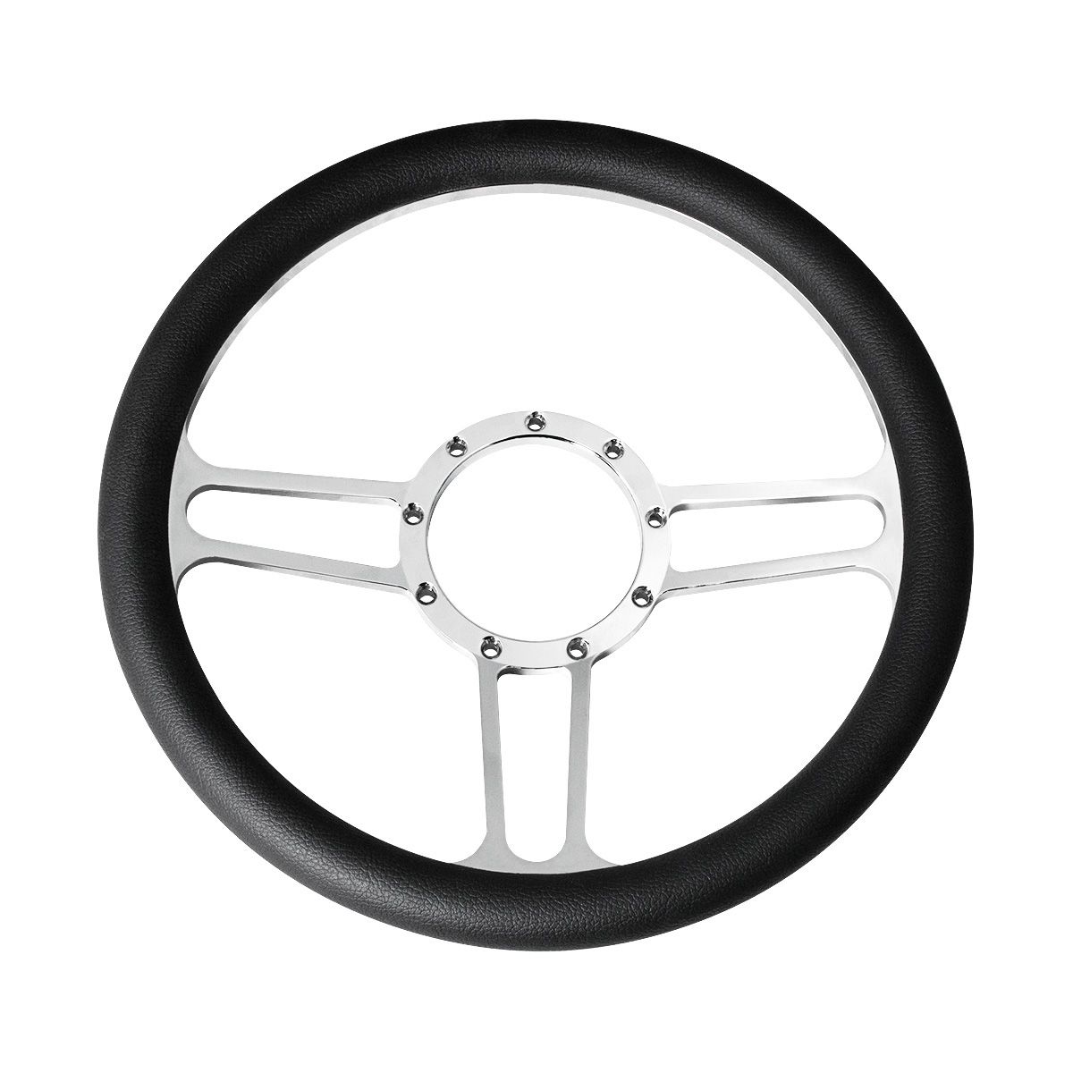 14" Chrome Aluminum 3-Spoke Style 9-Screw Mount "Competition Series" Steering Wheel