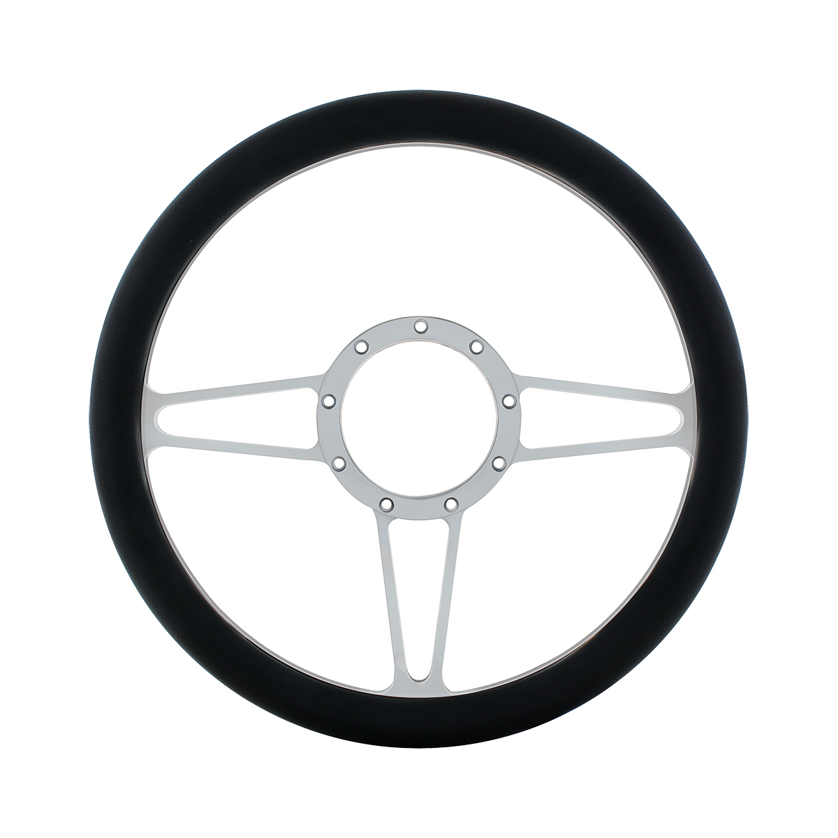 14" Chrome Aluminum 3-Spoke Style 9-Screw Mount Steering Wheel - Thumbnail 4