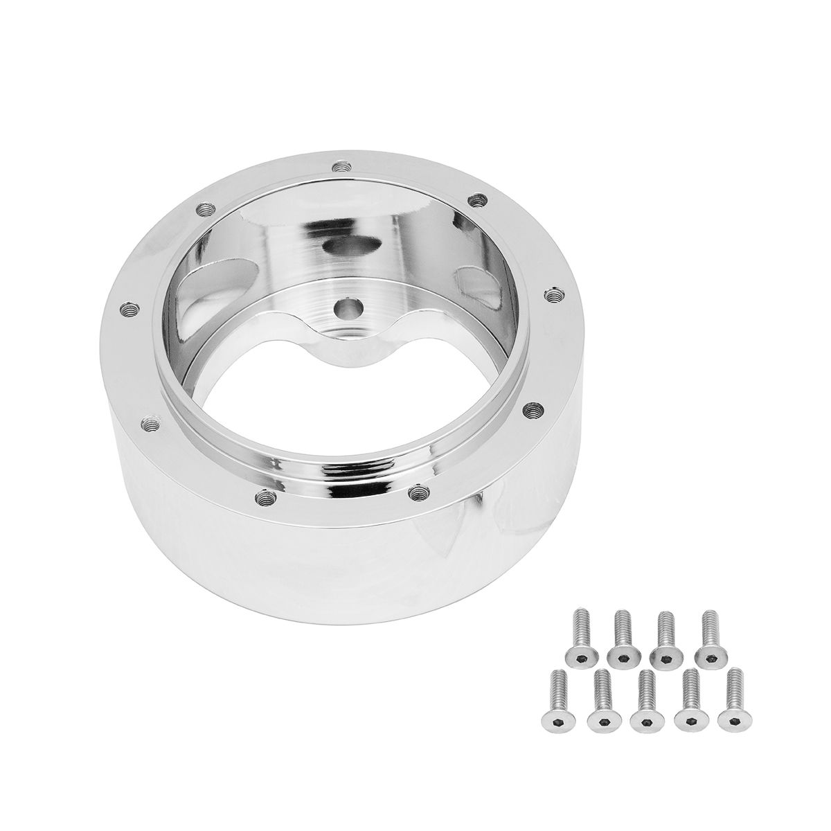 Chrome Aluminum 3-Bolt Hub Adapter for 9-Screw Steering Wheel