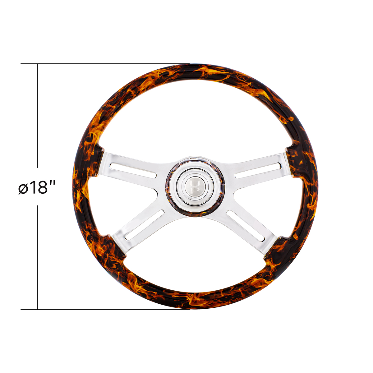 18" Flame Steering Wheel With Matching Flame Bezel - Thumbnail 6