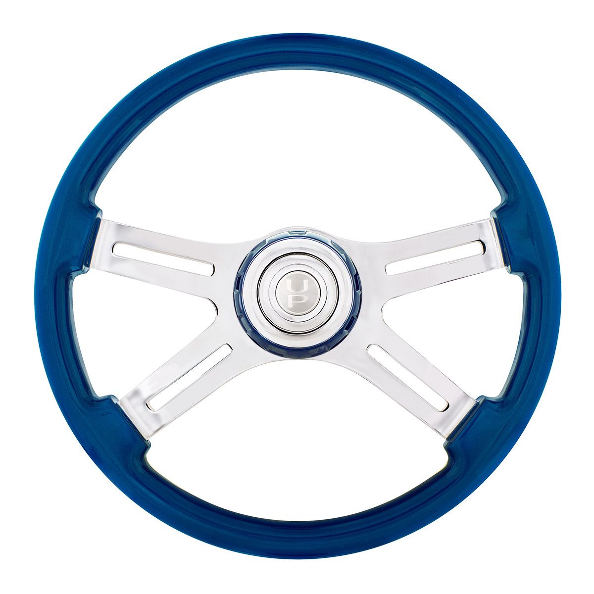 18" 4 Spoke Steering Wheel With Color Matching Horn Bezel - Electric Blue