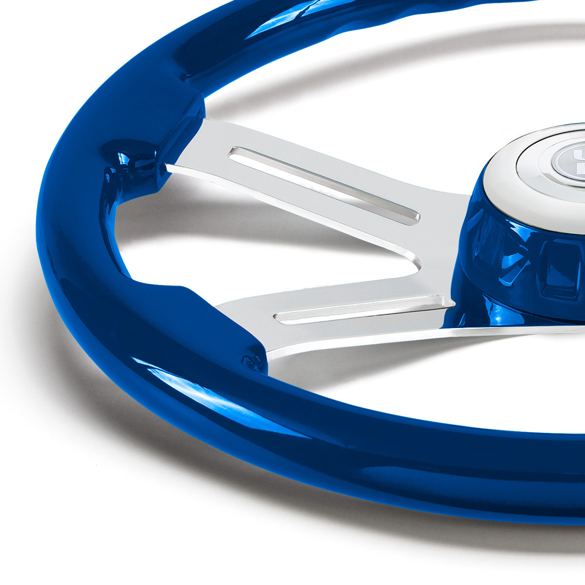 18" 4 Spoke Steering Wheel With Color Matching Horn Bezel - Electric Blue - Thumbnail 4