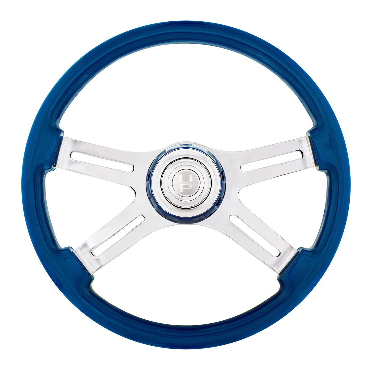 18" 4 Spoke Steering Wheel With Color Matching Horn Bezel - Electric Blue - Thumbnail 7
