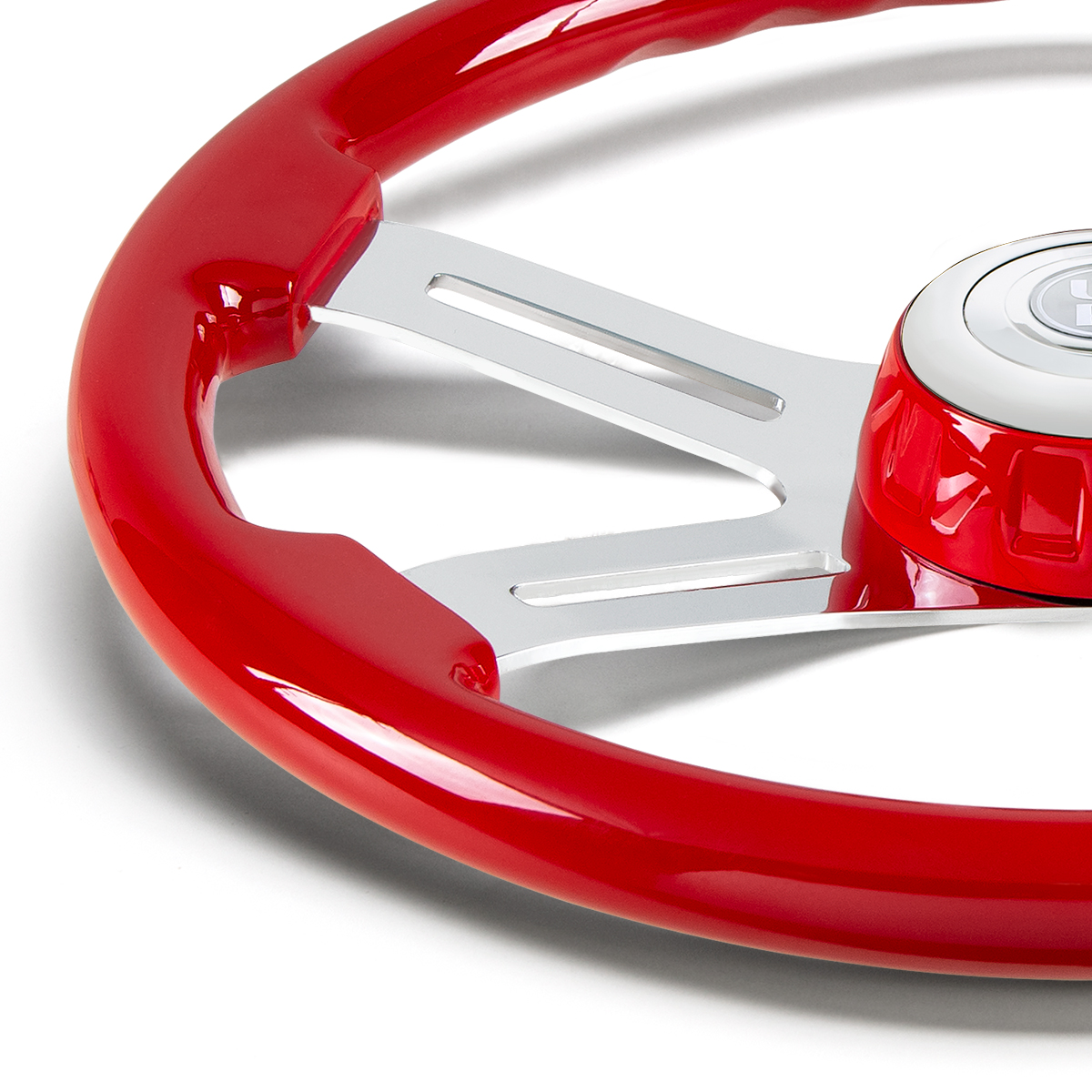 18" 4 Spoke Steering Wheel With Color Matching Horn Bezel - Indigo Red - Thumbnail 4