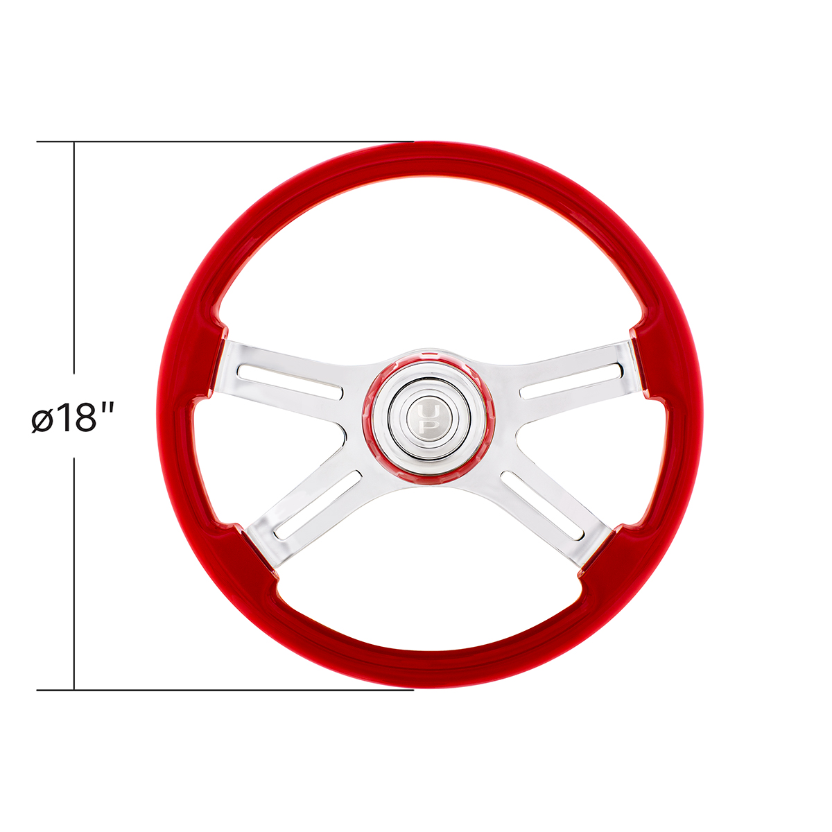 18" 4 Spoke Steering Wheel With Color Matching Horn Bezel - Indigo Red - Thumbnail 6