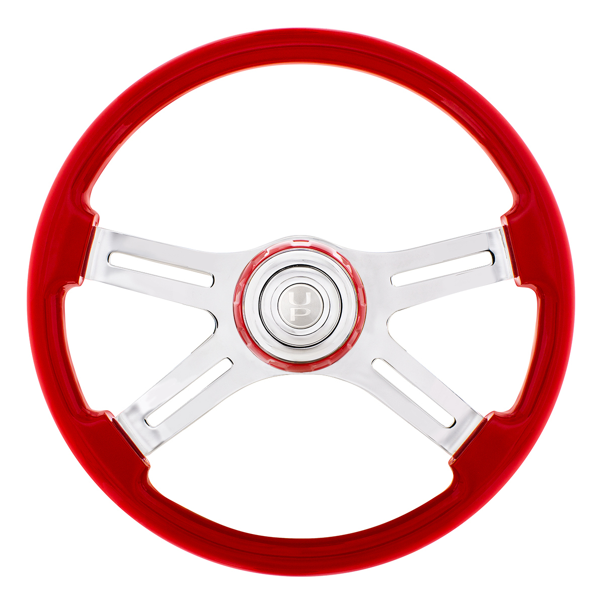18" 4 Spoke Steering Wheel With Color Matching Horn Bezel - Indigo Red - Thumbnail 7