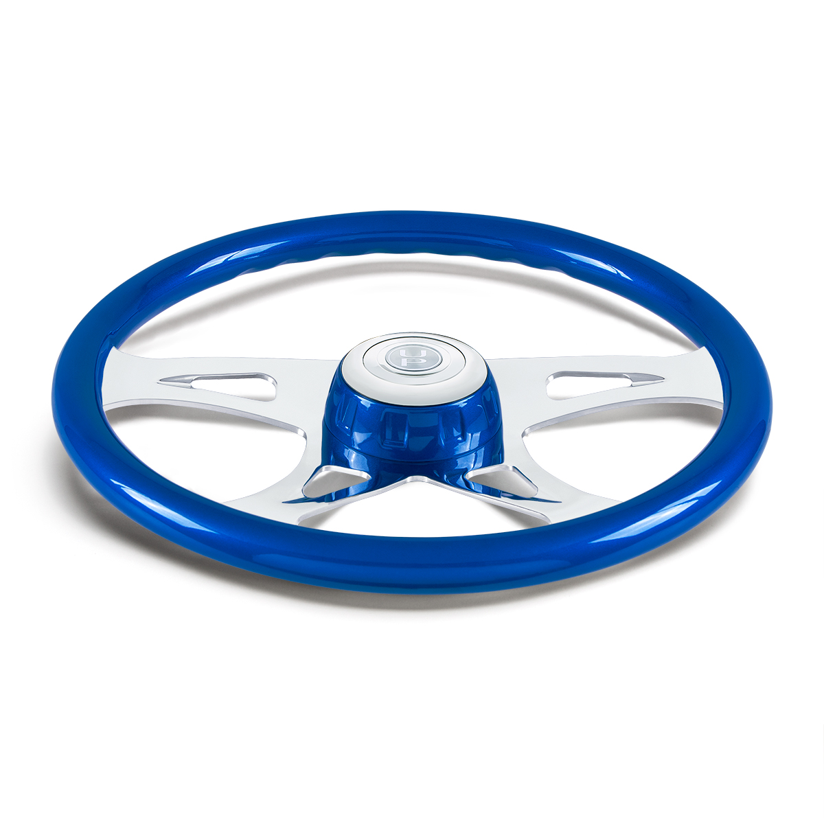 18" Boss Steering Wheel With Color Matching Horn Bezel - Electric Blue - Thumbnail 2