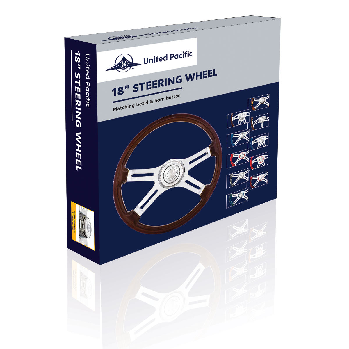 18" 4 Spoke Skull Steering Wheel With Matching Skull Horn Bezel - Blue - Thumbnail 3