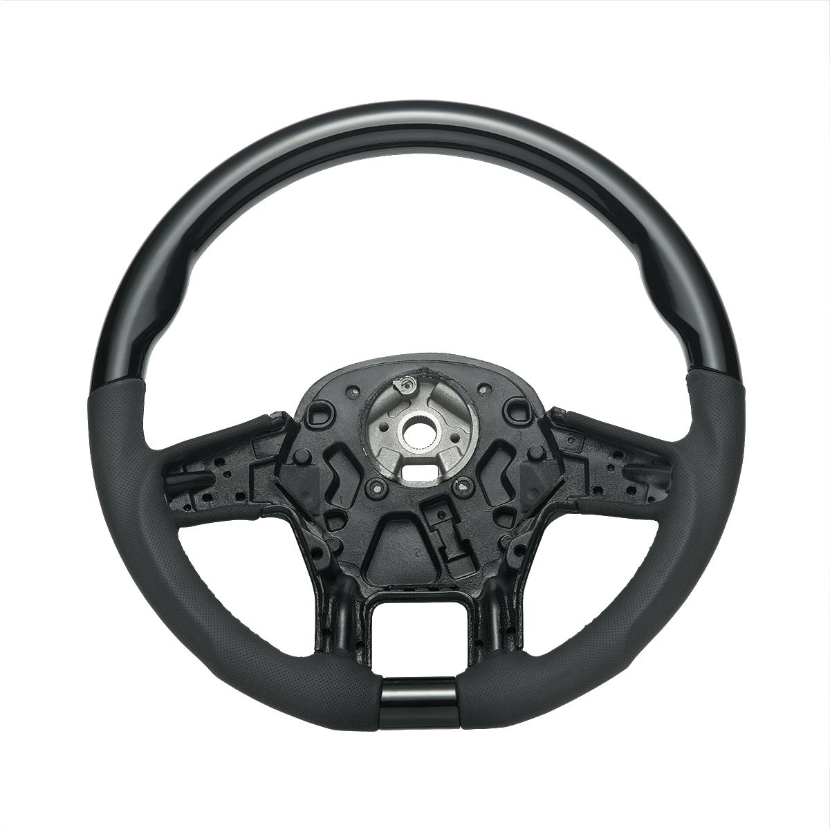 18" YourGrip Leather & Wood Candy Color Steering Wheel For 2012-2021 PB 579&2013-2021 KW T680-Glossy Black