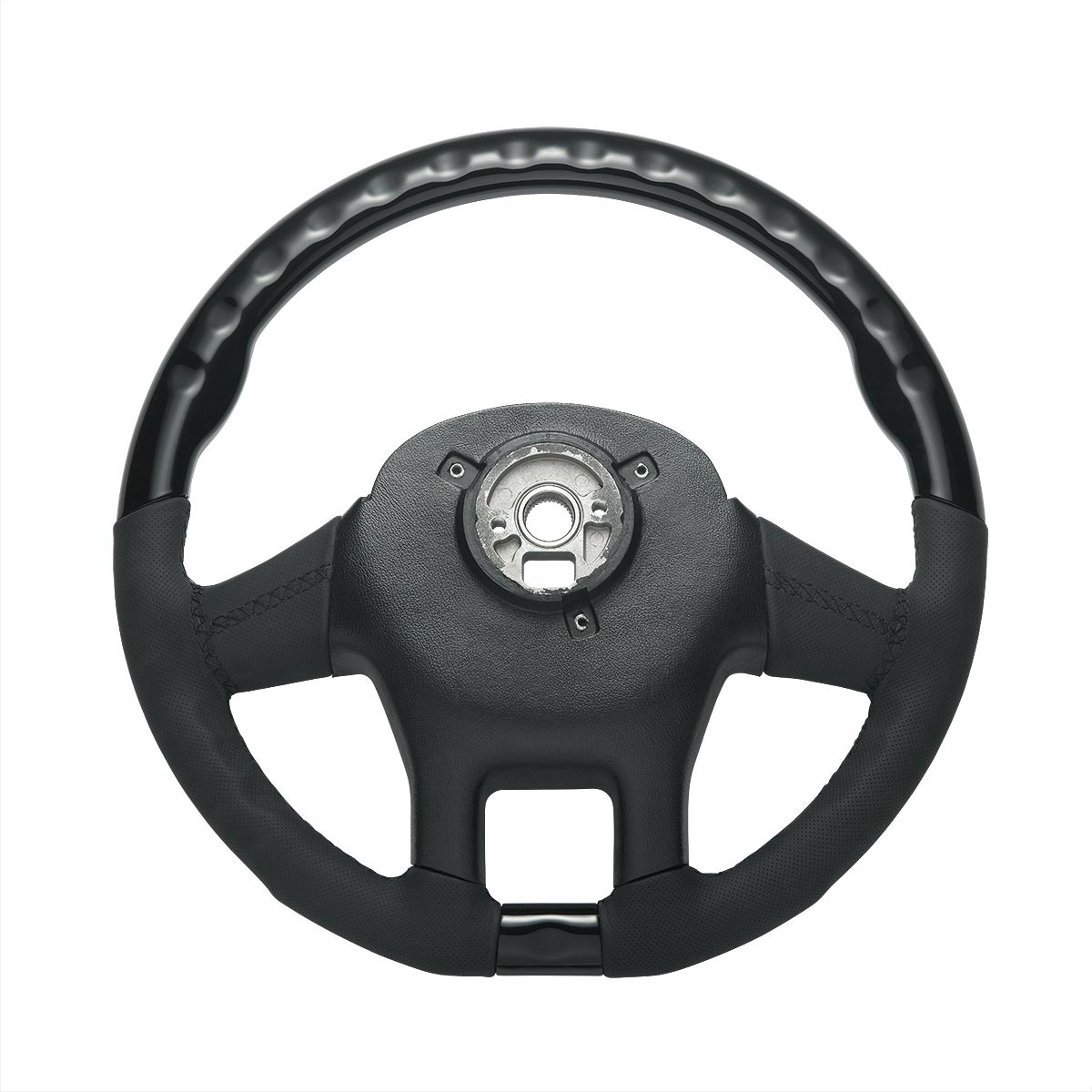18" YourGrip Leather & Wood Candy Color Steering Wheel For 2012-2021 PB 579&2013-2021 KW T680-Glossy Black - Thumbnail 3