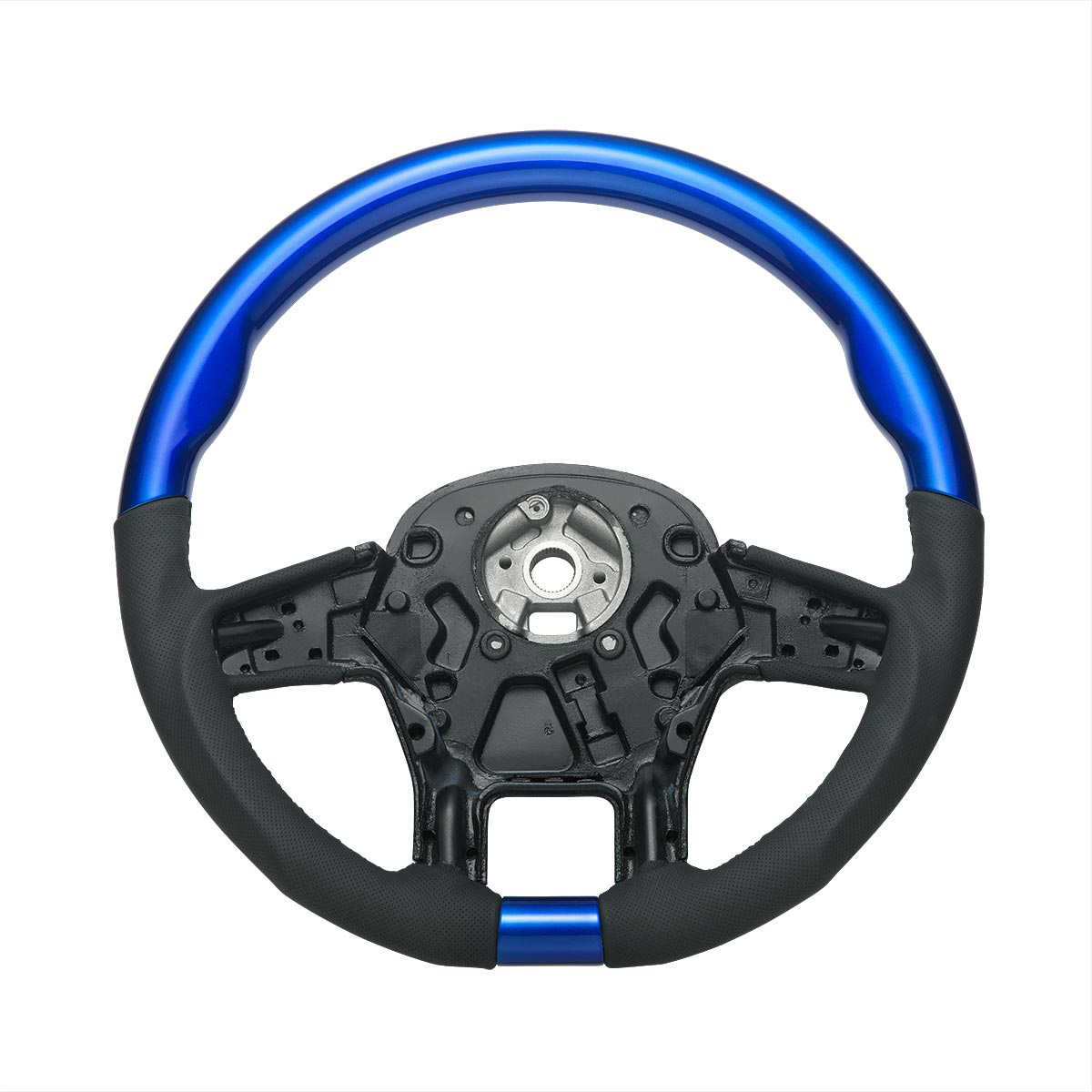 18" YourGrip Leather & Wood Candy Color Steering Wheel For 2012-2021 PB 579&2013-2021 KW T680-Indigo Blue