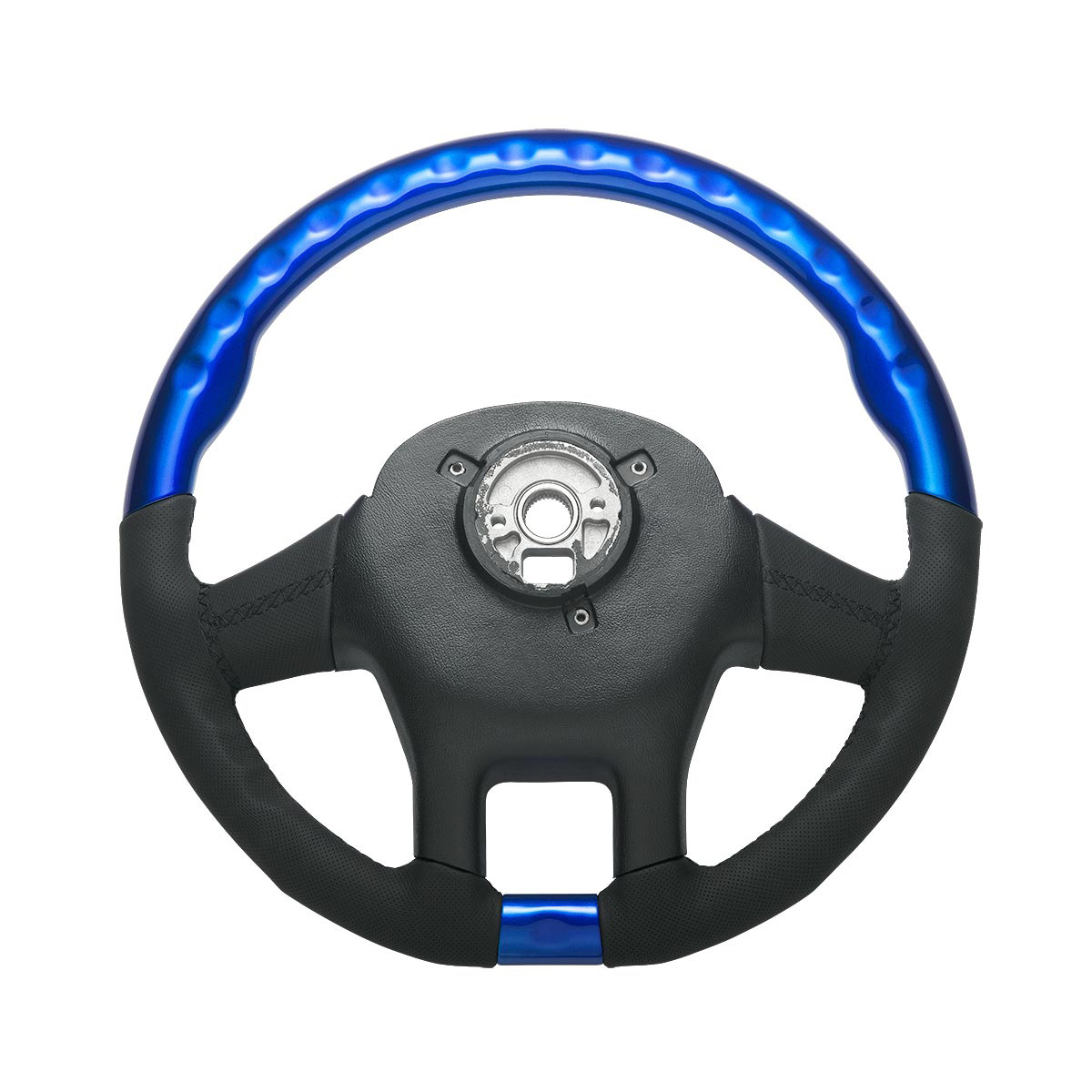 18" YourGrip Leather & Wood Candy Color Steering Wheel For 2012-2021 PB 579&2013-2021 KW T680-Indigo Blue - Thumbnail 3