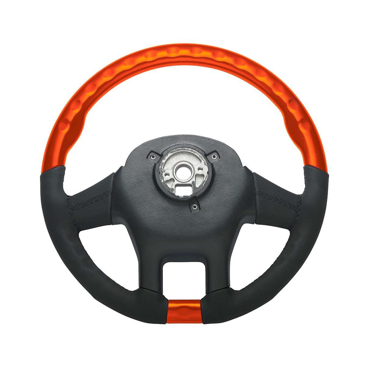 18" YourGrip Leather & Wood Candy Color Steering Wheel For 2012-2021 PB 579&2013-2021 KW T680-Cadmium Orange - Thumbnail 3