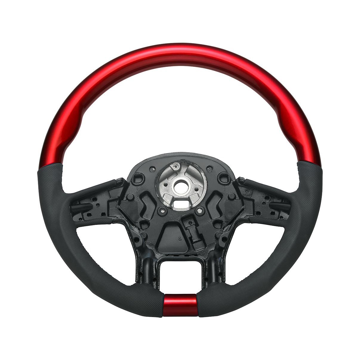 18" YourGrip Leather & Wood Candy Color Steering Wheel For 2012-2021 PB 579&2013-2021 KW T680-Candy Red