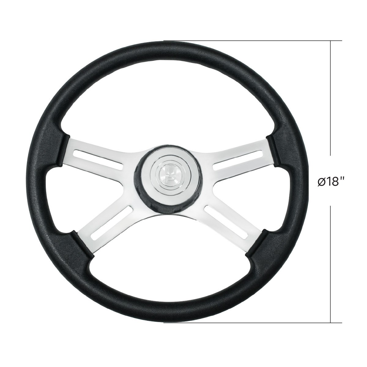 18" Polyurethane Rim 4 Spoke Steering Wheel With Horn Bezel - Thumbnail 5
