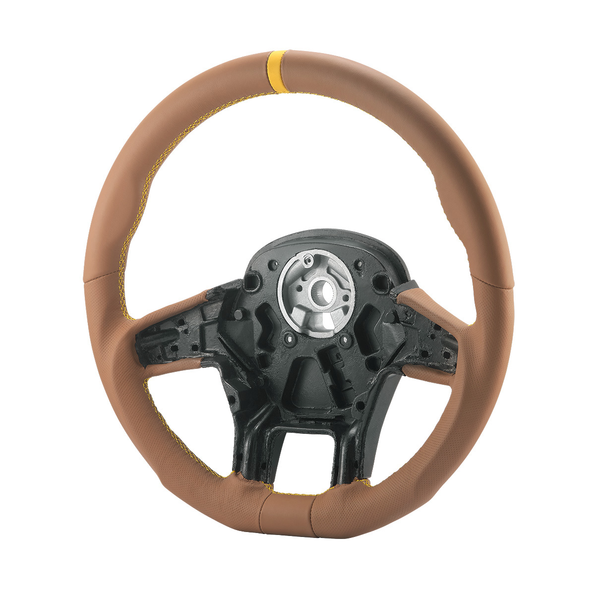 18" YourGrip GT PRO Leather Steering Wheel For 2012-2021 Peterbilt 579 & 2013-2021 Kenworth T680-Brown - Thumbnail 2