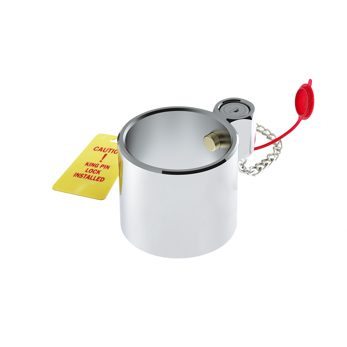 Heavy Duty Steel King Pin Lock With 12" Warning Tag For 2" Diameter Kingpin - Thumbnail 4