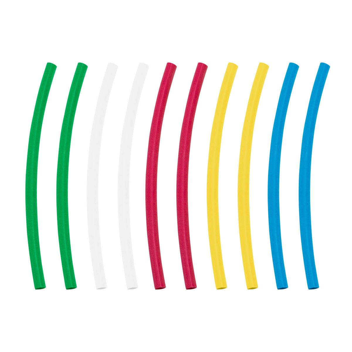 Assorted 3/16" Blue,Clear,Green,Red,Yellow Heat Shrink Tubing, 4" Long (10-Pack)