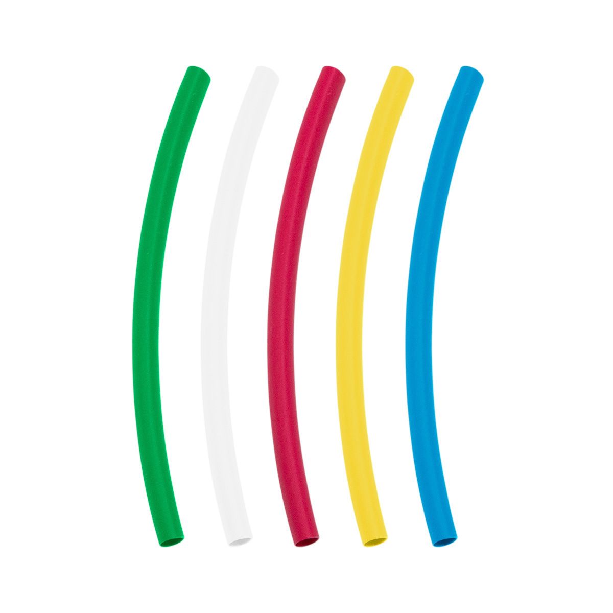 Assorted 1/4" Blue,Clear,Green,Red,Yellow Heat Shrink Tubing, 4" Long (5-Pack)